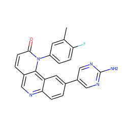 Cc1cc(-n2c(=O)ccc3cnc4ccc(-c5cnc(N)nc5)cc4c32)ccc1F ZINC000071316897