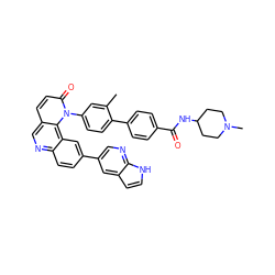 Cc1cc(-n2c(=O)ccc3cnc4ccc(-c5cnc6[nH]ccc6c5)cc4c32)ccc1-c1ccc(C(=O)NC2CCN(C)CC2)cc1 ZINC000072176860