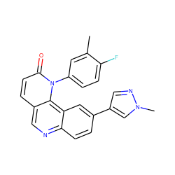 Cc1cc(-n2c(=O)ccc3cnc4ccc(-c5cnn(C)c5)cc4c32)ccc1F ZINC000071316539