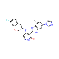 Cc1cc(-n2ccnc2)cc2[nH]c(-c3c(N[C@H](CO)Cc4ccc(F)cc4)cc[nH]c3=O)nc12 ZINC000028893680