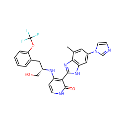 Cc1cc(-n2ccnc2)cc2[nH]c(-c3c(N[C@H](CO)Cc4ccccc4OC(F)(F)F)cc[nH]c3=O)nc12 ZINC000028893809