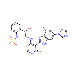 Cc1cc(-n2ccnc2)cc2[nH]c(-c3c(NC[C@@H](O)c4ccccc4NS(C)(=O)=O)cc[nH]c3=O)nc12 ZINC000028703496