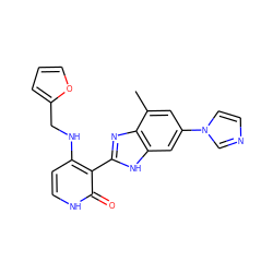 Cc1cc(-n2ccnc2)cc2[nH]c(-c3c(NCc4ccco4)cc[nH]c3=O)nc12 ZINC000028893869