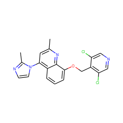 Cc1cc(-n2ccnc2C)c2cccc(OCc3c(Cl)cncc3Cl)c2n1 ZINC000043016752