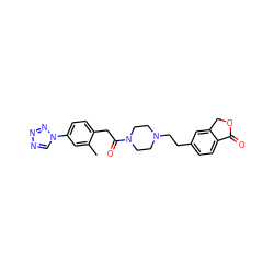 Cc1cc(-n2cnnn2)ccc1CC(=O)N1CCN(CCc2ccc3c(c2)COC3=O)CC1 ZINC000096286300