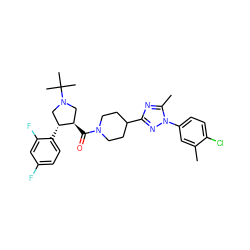 Cc1cc(-n2nc(C3CCN(C(=O)[C@@H]4CN(C(C)(C)C)C[C@H]4c4ccc(F)cc4F)CC3)nc2C)ccc1Cl ZINC000084616230