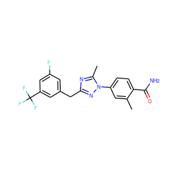 Cc1cc(-n2nc(Cc3cc(F)cc(C(F)(F)F)c3)nc2C)ccc1C(N)=O ZINC000199512581