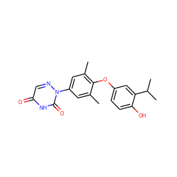 Cc1cc(-n2ncc(=O)[nH]c2=O)cc(C)c1Oc1ccc(O)c(C(C)C)c1 ZINC000002047672