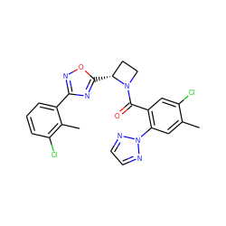 Cc1cc(-n2nccn2)c(C(=O)N2CC[C@H]2c2nc(-c3cccc(Cl)c3C)no2)cc1Cl ZINC000218059763