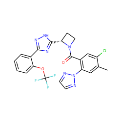 Cc1cc(-n2nccn2)c(C(=O)N2CC[C@H]2c2nc(-c3ccccc3OC(F)(F)F)n[nH]2)cc1Cl ZINC000218160542