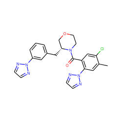 Cc1cc(-n2nccn2)c(C(=O)N2CCOC[C@H]2Cc2cccc(-n3nccn3)c2)cc1Cl ZINC000205631025