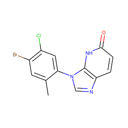 Cc1cc(Br)c(Cl)cc1-n1cnc2ccc(=O)[nH]c21 ZINC000118274251