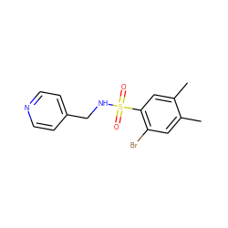 Cc1cc(Br)c(S(=O)(=O)NCc2ccncc2)cc1C ZINC000006704574