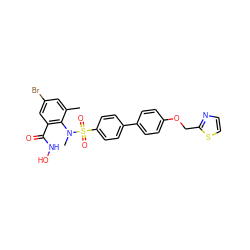 Cc1cc(Br)cc(C(=O)NO)c1N(C)S(=O)(=O)c1ccc(-c2ccc(OCc3nccs3)cc2)cc1 ZINC000026288691