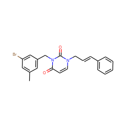 Cc1cc(Br)cc(Cn2c(=O)ccn(C/C=C/c3ccccc3)c2=O)c1 ZINC000095589661