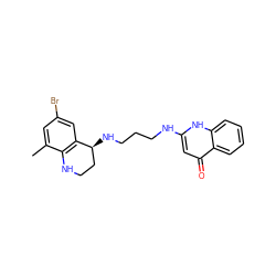 Cc1cc(Br)cc2c1NCC[C@@H]2NCCCNc1cc(=O)c2ccccc2[nH]1 ZINC000013487804