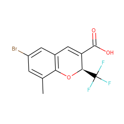 Cc1cc(Br)cc2c1O[C@H](C(F)(F)F)C(C(=O)O)=C2 ZINC000147918961