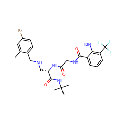 Cc1cc(Br)ccc1CNC[C@H](NC(=O)CNC(=O)c1cccc(C(F)(F)F)c1N)C(=O)NC(C)(C)C ZINC000028952470