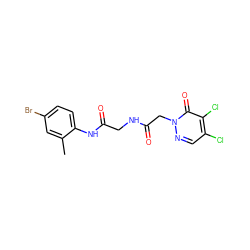 Cc1cc(Br)ccc1NC(=O)CNC(=O)Cn1ncc(Cl)c(Cl)c1=O ZINC000003464661