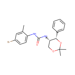 Cc1cc(Br)ccc1NC(=O)N[C@H]1COC(C)(C)O[C@H]1c1ccccc1 ZINC000028372370