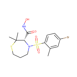 Cc1cc(Br)ccc1S(=O)(=O)N1CCCSC(C)(C)[C@@H]1C(=O)NO ZINC000013801761