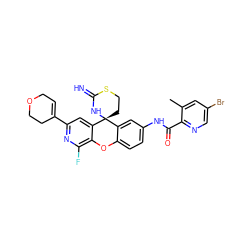 Cc1cc(Br)cnc1C(=O)Nc1ccc2c(c1)[C@]1(CCSC(=N)N1)c1cc(C3=CCOCC3)nc(F)c1O2 ZINC001772610188