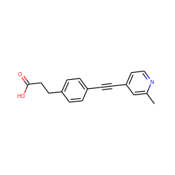 Cc1cc(C#Cc2ccc(CCC(=O)O)cc2)ccn1 ZINC000072117997