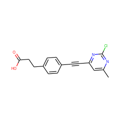 Cc1cc(C#Cc2ccc(CCC(=O)O)cc2)nc(Cl)n1 ZINC000072116621