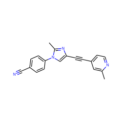 Cc1cc(C#Cc2cn(-c3ccc(C#N)cc3)c(C)n2)ccn1 ZINC000034150893