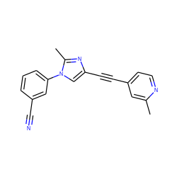 Cc1cc(C#Cc2cn(-c3cccc(C#N)c3)c(C)n2)ccn1 ZINC000034150894