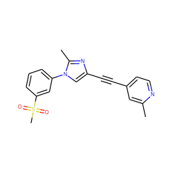 Cc1cc(C#Cc2cn(-c3cccc(S(C)(=O)=O)c3)c(C)n2)ccn1 ZINC000299860811