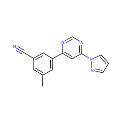 Cc1cc(C#N)cc(-c2cc(-n3cccn3)ncn2)c1 ZINC000221091016