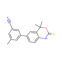 Cc1cc(C#N)cc(-c2ccc3c(c2)C(C)(C)OC(=S)N3)c1 ZINC000013488858