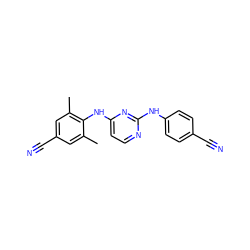 Cc1cc(C#N)cc(C)c1Nc1ccnc(Nc2ccc(C#N)cc2)n1 ZINC000000007760