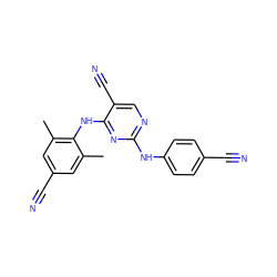 Cc1cc(C#N)cc(C)c1Nc1nc(Nc2ccc(C#N)cc2)ncc1C#N ZINC000005930689