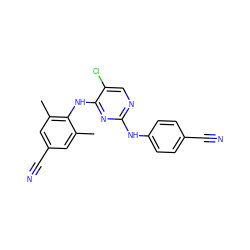 Cc1cc(C#N)cc(C)c1Nc1nc(Nc2ccc(C#N)cc2)ncc1Cl ZINC000005930695