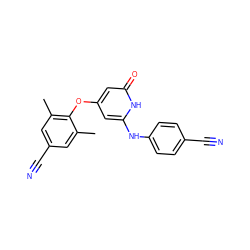 Cc1cc(C#N)cc(C)c1Oc1cc(Nc2ccc(C#N)cc2)[nH]c(=O)c1 ZINC000103259632