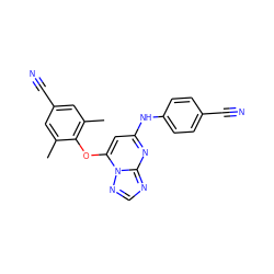 Cc1cc(C#N)cc(C)c1Oc1cc(Nc2ccc(C#N)cc2)nc2ncnn12 ZINC000207618102