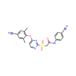 Cc1cc(C#N)cc(C)c1Oc1ccnc(S(=O)(=O)CC(=O)Nc2ccc(C#N)cc2)n1 ZINC000473114011