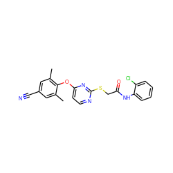 Cc1cc(C#N)cc(C)c1Oc1ccnc(SCC(=O)Nc2ccccc2Cl)n1 ZINC000474608966