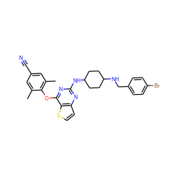 Cc1cc(C#N)cc(C)c1Oc1nc(NC2CCC(NCc3ccc(Br)cc3)CC2)nc2ccsc12 ZINC001772638678