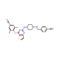 Cc1cc(C#N)cc(C)c1Oc1nc(NC2CCC(NCc3ccc(C#N)cc3)CC2)nc2ccsc12 ZINC001772584383