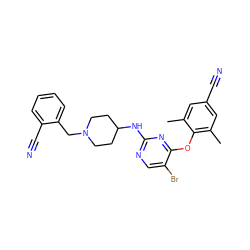 Cc1cc(C#N)cc(C)c1Oc1nc(NC2CCN(Cc3ccccc3C#N)CC2)ncc1Br ZINC000053229263