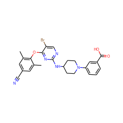 Cc1cc(C#N)cc(C)c1Oc1nc(NC2CCN(c3cccc(C(=O)O)c3)CC2)ncc1Br ZINC000064526559