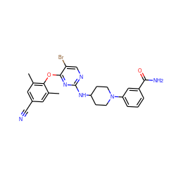 Cc1cc(C#N)cc(C)c1Oc1nc(NC2CCN(c3cccc(C(N)=O)c3)CC2)ncc1Br ZINC000064540442