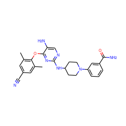 Cc1cc(C#N)cc(C)c1Oc1nc(NC2CCN(c3cccc(C(N)=O)c3)CC2)ncc1N ZINC000064540851