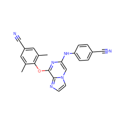 Cc1cc(C#N)cc(C)c1Oc1nc(Nc2ccc(C#N)cc2)cn2ccnc12 ZINC000219795157