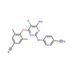 Cc1cc(C#N)cc(C)c1Oc1nc(Nc2ccc(C#N)cc2)nc(N)c1Br ZINC000000602632