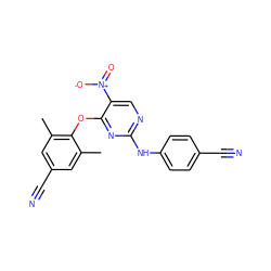 Cc1cc(C#N)cc(C)c1Oc1nc(Nc2ccc(C#N)cc2)ncc1[N+](=O)[O-] ZINC000005930711