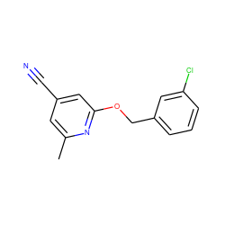 Cc1cc(C#N)cc(OCc2cccc(Cl)c2)n1 ZINC000034790698